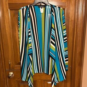 Evan Picone Blue and Green Striped Cardigan